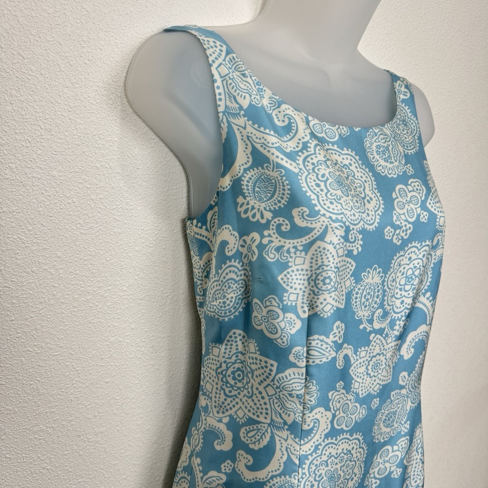 Vtg Ann Taylor Dress Womens 4 Blue Floral Silk Preppy Classic Feminine Church - Picture 4 of 16